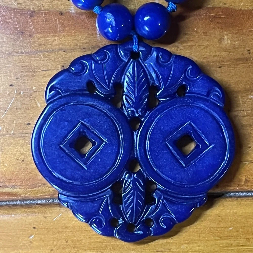 Lapis Lazuli Beaded Necklace with Pendant
